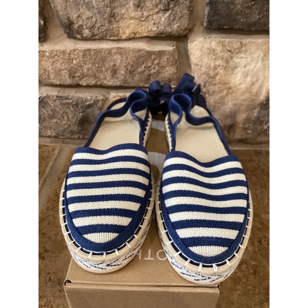 Rothy's The D'Orsay Espadrille Womens Size 9.5 Deep Sea Stripe Navy White New - Picture 5 of 8